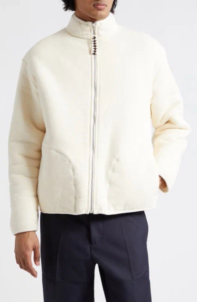 Jil Sander Reversible Fleece Jacket In Eggshell