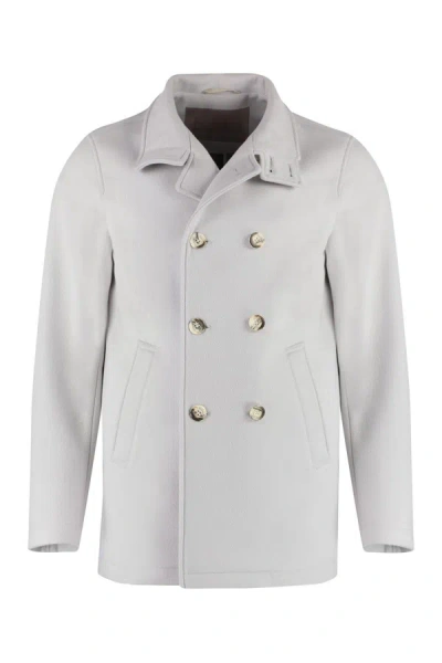 Herno Double-breasted High-neck Coat In Grey