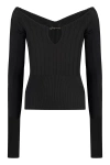 Jacquemus Black Long Sleeve Top With Logo Detail And Cut-out In Black