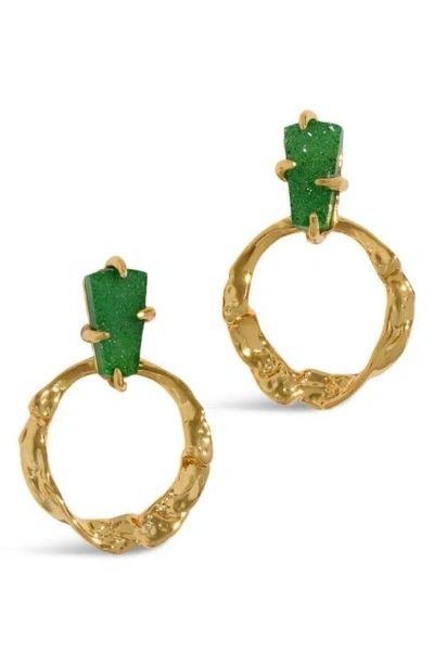 Alexis Bittar Mobile Green Druzy Door Knocker Earrings In Green/gold