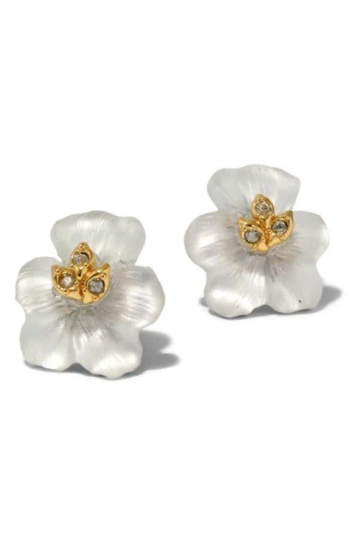 Alexis Bittar Pansy Lucite® Flower Stud Earrings In White/gold