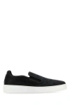 Mcm Canvas And Leather Slip Ons With Contrast Sole In Black