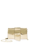 Strathberry Crescent On A Chain Lizard Embossed Leather Shoulder Bag In Light Gold