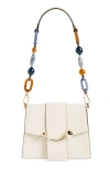 Strathberry Women's Mini Crescent Bi-color Leather Shoulder Bag In Vanilla Diamond