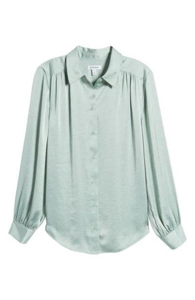 Nordstrom Textured Shirred Button-up Shirt In Green Fondant
