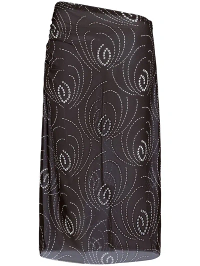 Prada Abstract-print Midi Pencil Skirt In Nero