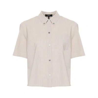 Theory Mélange-effect Shirt In Neutrals