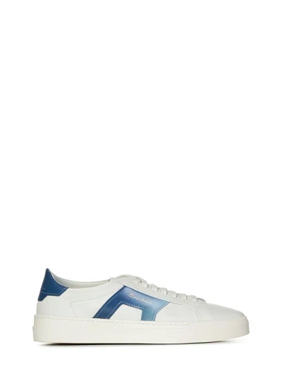 Santoni Low-top Sneakers 21779 Calfskin In Bianco