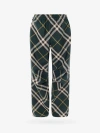 Burberry Men's Check Pattern Trousers With Elastic Waist And Drawstring In Green