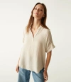 Michael Stars Gigi Gauze Popover Top In Cement