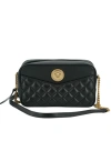 VERSACE BLACK LAMB LEATHER MEDIUM CAMERA SHOULDER BAG