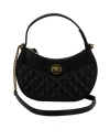 VERSACE BLACK LEATHER HALF MOON SHOULDER BAG