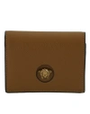 VERSACE BROWN CALF LEATHER COMPACT WALLET