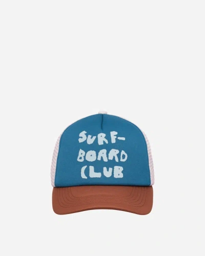 Stockholm Surfboard Club Pete Logo Trucker Hat In Blue And Brown