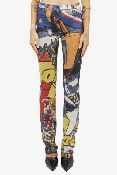Erl Illustration-print Skinny Trousers In Multicolor