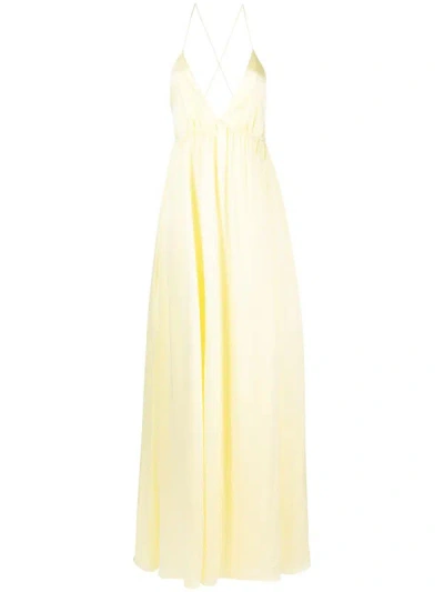 Zimmermann Sensory Gathered Silk Maxi Dress In Yellow & Orange