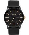 Nixon Men's Sentry Leather/canvas Strap Watch 42mm In Black