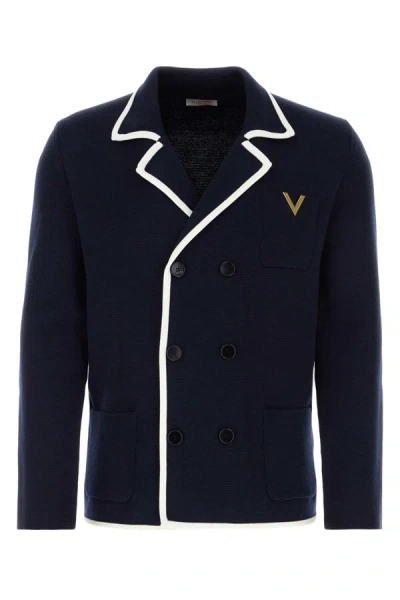 Valentino V Detail Cardigan In Blue