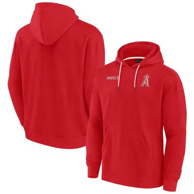 Fanatics Signature Men's And Women's  Red Los Angeles Angels Super Soft Fleece Pullover Hoodie