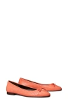 Tory Burch Quilted Cap-toe Bow Ballerina Flats In Pembe