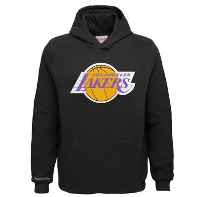 Mitchell & Ness Kids' Youth  Black Los Angeles Lakers Hardwood Classics Retro Logo Pullover Hoodie