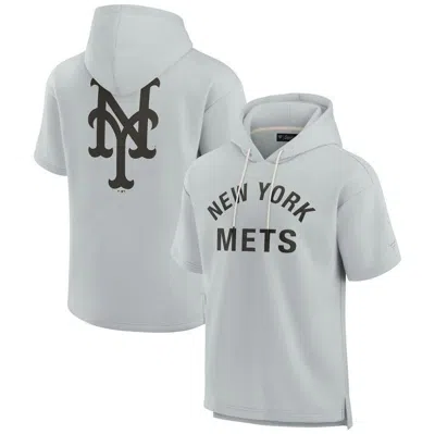 Fanatics Signature Unisex  Grey New York Mets Elements Super Soft Fleece Short Sleeve Pullover Hoodie