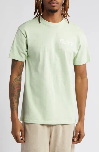 Obey Studios Cotton Graphic T-shirt In Cucumber