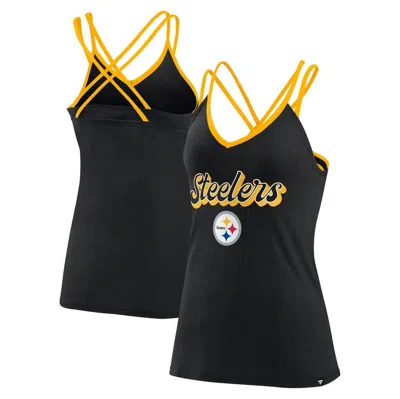 Fanatics Branded Black Pittsburgh Steelers Go For It Strappy Crossback Tank Top
