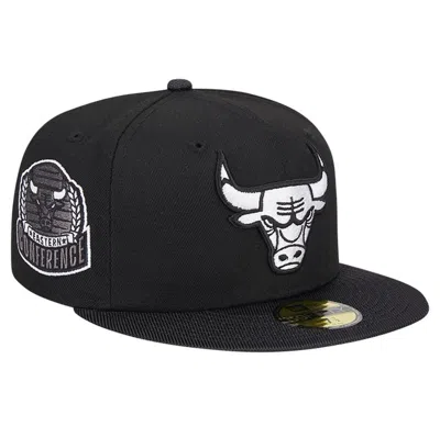 New Era Black Chicago Bulls Active Satin Visor 59fifty Fitted Hat