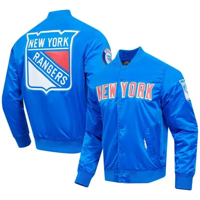 Pro Standard Blue New York Rangers Classic Satin Full-snap Jacket