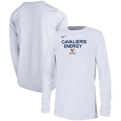Nike Kids' Youth   White Virginia Cavaliers 2024 On-court Bench Energy T-shirt
