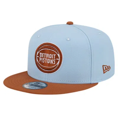 New Era Men's Light Blue/brown Detroit Pistons 2-tone Color Pack 9fifty Snapback Hat