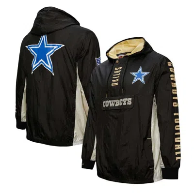 Mitchell & Ness Men's  Black Dallas Cowboys Team Og 2.0 Anorak Vintage-like Hoodie Quarter-zip Jacket