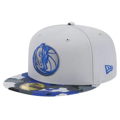 New Era Gray Dallas Mavericks Active Color Camo Visor 59fifty Fitted Hat