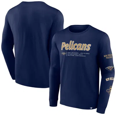 Fanatics Branded Navy New Orleans Pelicans Baseline Long Sleeve T-shirt In Ath Navy
