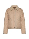 Burberry Lanford Corduroy Collar Quilted Jacket In Beige