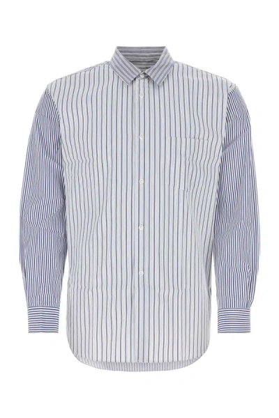 Comme Des Garçons Shirt Striped Button In Blue