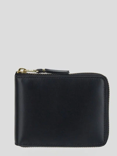 Comme Des Garçons Gold-tone Accents Leather Wallet In Black