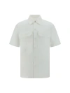 Jil Sander Short Sleeve Cotton Shirt With Classic Collar In Optic White