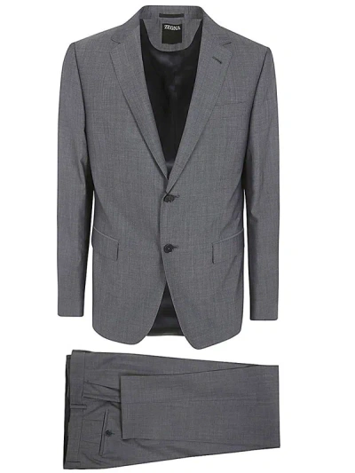 Zegna Pure Wool Suit Clothing In Grey