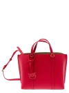 PINKO 'CLASSIC' RED TOTE BAG WITH LOGO CHARM IN LEATHER WOMAN