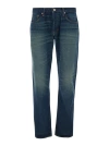 TOM FORD BLUE DENIM MID-RISE SLIM FIT JEANS IN COTTON MAN