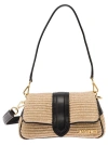 JACQUEMUS 'LE PETIT BAMBIMOU' BEIGE SHOULDER BAG WITH LOGO LETTERING IN COTTON AND LEATHER WOMAN