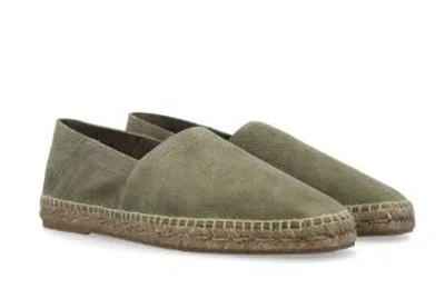 Tom Ford Barnes Leather Espadrilles In Olive/ecru