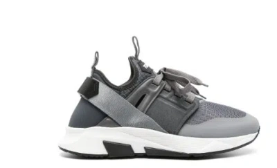 Tom Ford Men's Jago Mesh Leather Heel-strap Trainer Sneakers In Grey