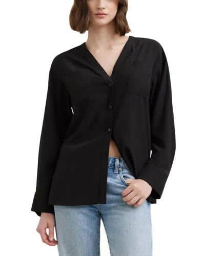 Modern Citizen Flynn Slinky V-neck Shirt In Black