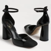 SAM EDELMAN CRISTINE ANKLE STRAP BLOCK HEEL IN BLACK PATENT