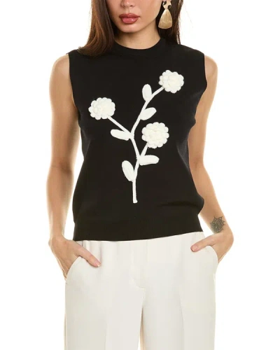 Gracia Embroidered Shell Top In Black