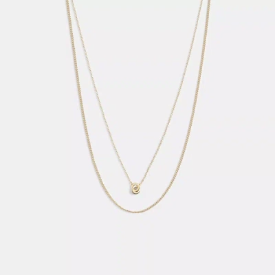 Coach Outlet Delicate Interlocking Layered Necklace In Gold