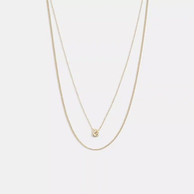 Coach Outlet Delicate Interlocking Layered Necklace In Yellow